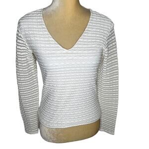 Rayure Paris Y2K 1990s Vintage White Striped Texture V Top Size 1 Small